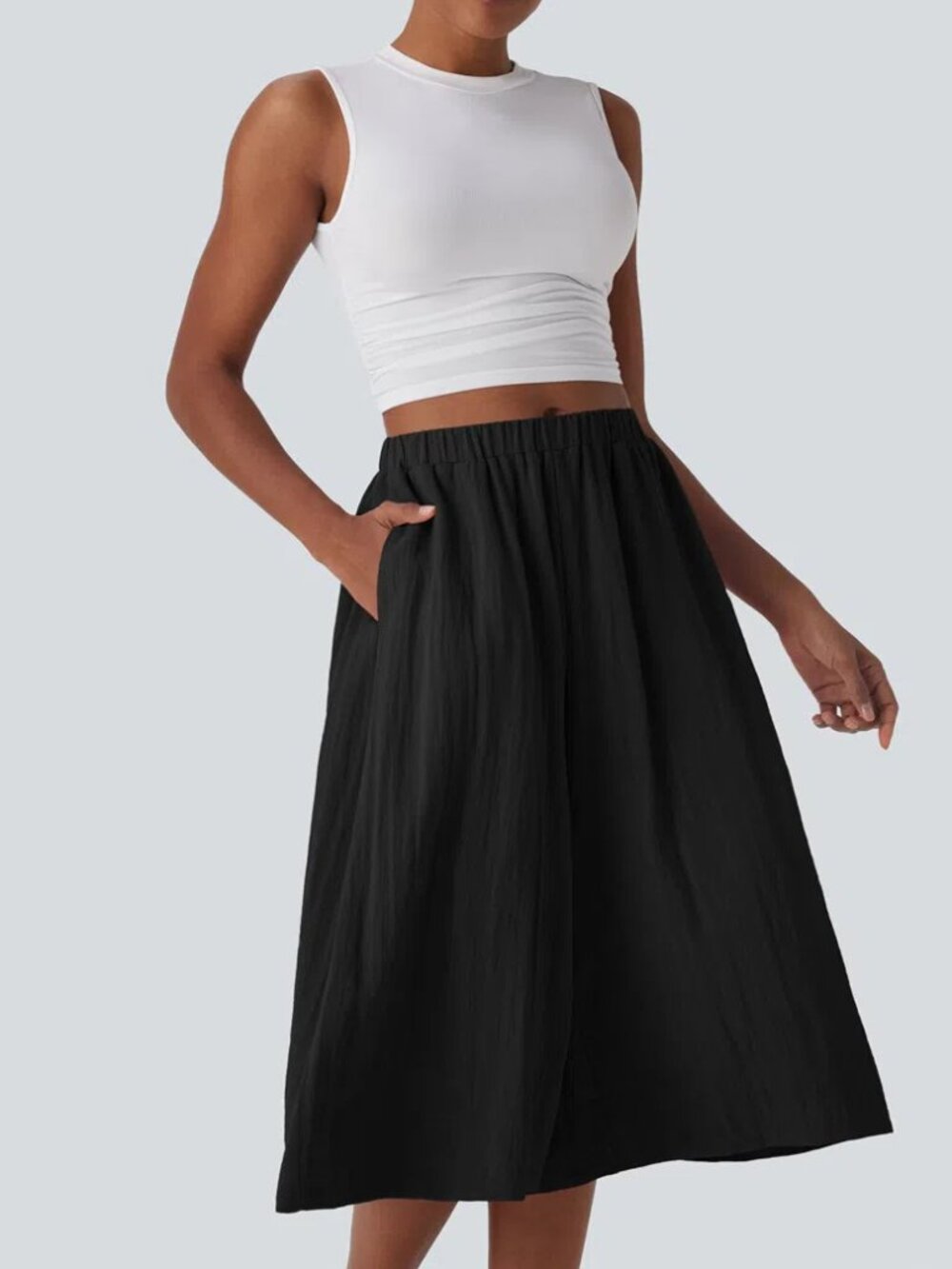 Halara Women's XS Mid Rise Wide Leg Flowy Linen-Feel Pants with Pocket 65% off